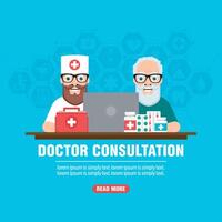 médecin consultation concept conception plat. professionnel médecin consulte un personnes âgées Hommes patient vecteur