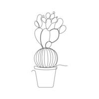 continu Célibataire ligne cactus contour dessin vecteur art illustration isolé conception sur blanc Contexte.