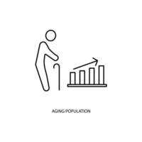 vieillissement population concept ligne icône. Facile élément illustration. vieillissement population concept contour symbole conception. vecteur