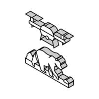 faune préservation drone isométrique icône vecteur illustration