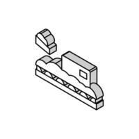 bois frites ajouter sur convoyeur isométrique icône vecteur illustration