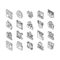 ico initiale pièce de monnaie offre collection isométrique Icônes ensemble vecteur