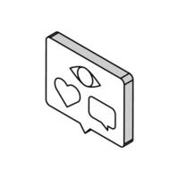 vision, aime et commentaires de vidéo isométrique icône vecteur illustration