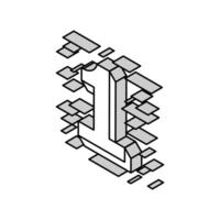 deux nombre isométrique icône vecteur illustration