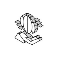 main en portant Terre sphère isométrique icône vecteur illustration