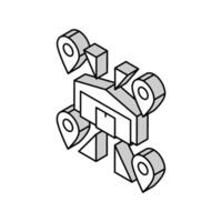 entrepôts emplacement isométrique icône vecteur illustration plat