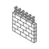 clôture avec barbelé câble isométrique icône vecteur illustration