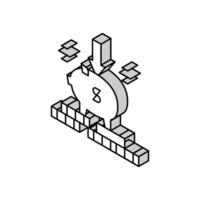 mettre argent dans porcin banque isométrique icône vecteur illustration