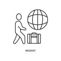 migrant concept ligne icône. Facile élément illustration. migrant concept contour symbole conception. vecteur