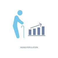 vieillissement population concept ligne icône. Facile élément illustration. vieillissement population concept contour symbole conception. vecteur