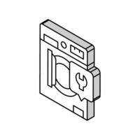machine à laver machine réparation isométrique icône vecteur illustration