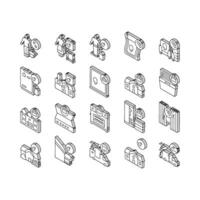 nettoyage bâtiment et équipement isométrique Icônes ensemble vecteur