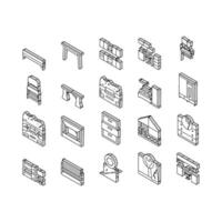 meubles pour Accueil et arrière-cour isométrique Icônes ensemble vecteur