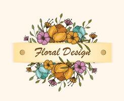 floral Cadre bouquets de d'or fleurs et feuilles. botanique décoration illustration pour mariage carte vecteur