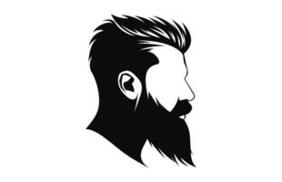 une la Coupe de cheveux avec barbe vecteur noir silhouette isolé sur une blanc Contexte