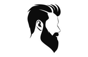 une la Coupe de cheveux avec barbe noir silhouette vecteur isolé sur une blanc Contexte