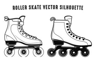 rouleau patin contour vecteur silhouette, rouleau patins contour icône