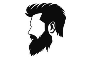 une la Coupe de cheveux avec barbe vecteur noir silhouette isolé sur une blanc Contexte