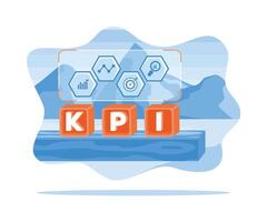 kpi icône sur une en bois bloc. mesure le croissance ou Succès de une affaires stratégie. kpi concept. plat vecteur moderne illustration