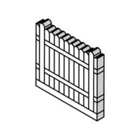 bois clôture isométrique icône vecteur illustration
