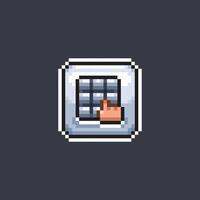 bouton pousser signe dans pixel art style vecteur