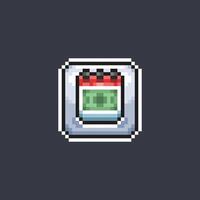 argent sur calendrier signe dans pixel art style vecteur