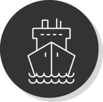cargaison navire ligne gris icône vecteur