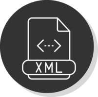 xml ligne gris icône vecteur