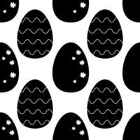 sans couture modèle Pâques des œufs noir et blanc, silhouette. vecteur illustration. pour votre conception, emballage papier, tissu.