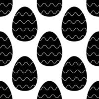 sans couture modèle Pâques des œufs noir et blanc, silhouette. vecteur illustration. pour votre conception, emballage papier, tissu.