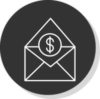 un salaire courrier ligne gris icône vecteur