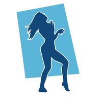 silhouette de une femelle Danseur dans action pose. silhouette de une svelte femme dans dansant pose. vecteur