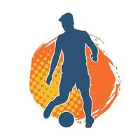 silhouette de une Masculin football joueur coups de pied une balle. silhouette de une Football joueur dans action pose. vecteur