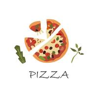 Pizza illustration conception dans blanc Contexte. gratuit vecteur