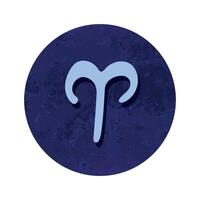main tiré bélier zodiaque signe dans bleu rond Cadre astrologie griffonnage clipart élément pour conception vecteur
