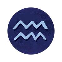 main tiré Verseau zodiaque signe dans bleu rond Cadre astrologie griffonnage clipart élément pour conception vecteur