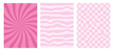 rétro rose cow-girl géométrique affiches ensemble. branché rétro Contexte avec rose géométrique éléments. vecteur