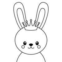 lapin lapin avec couronne sur une blanc Contexte. vecteur illustration.