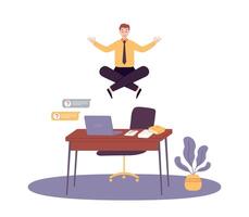 Bureau yoga sur lieu de travail, méditation et concentration vecteur