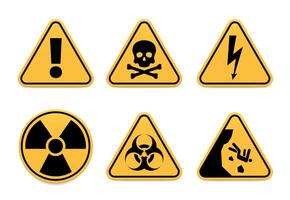 attention, poison, haute tension, radiation, Danger biologique et chute avertissement panneaux vecteur