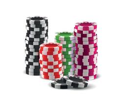 réaliste casino poker pièces de monnaie, jeux d'argent Jeu frites empiler. roulette Plastique jeton pile. des tas de pari ébrécher. casino gagner argent vecteur concept