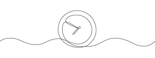 une continu un ligne dessin de une horloge. vecteur illustration dessiné à la main style