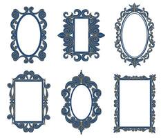 ancien baroque antique décoratif remplage miroirs. élégant les frontières avec courbes éléments de différent forme tel comme ovale et rectangle vecteur