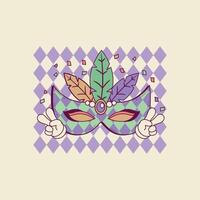 mignonne rétro illustration de masque pour mardi gras des soirées vecteur