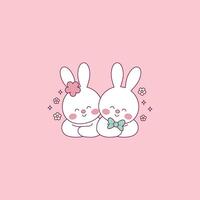 mignonne Pâques lapin illustration de Pâques lapins ensemble comme une couple vecteur