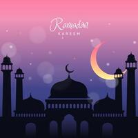 Ramadan Contexte avec mosquée et lune. - vecteur. vecteur