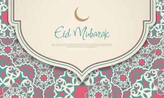 eid mubarak islamique Contexte doux marron papier avec rouge et vert mandala modèle. - vecteur. vecteur