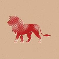 Lion demi-teinte style icône avec grunge Contexte vecteur illustration