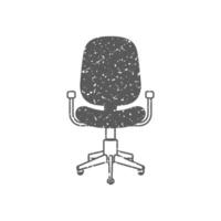 Bureau chaise icône dans grunge texture vecteur illustration