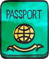 passeport icône dans aquarelle style. vecteur